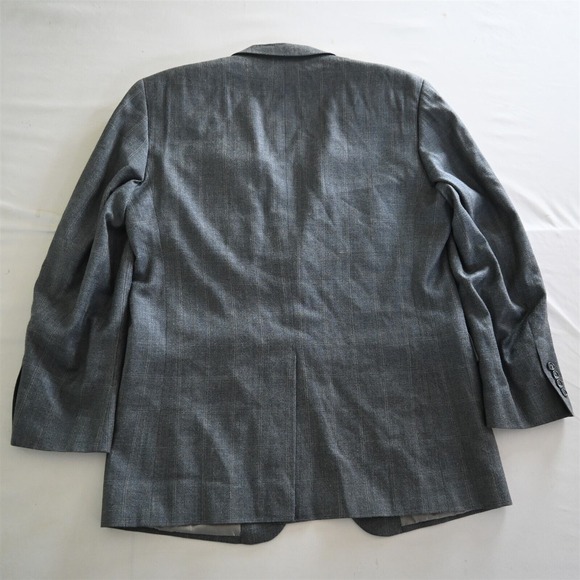Jos A Bank‎ 44L Blue Windowpane Silk Wool Mens Suit Jacket Blazer Sport Coat - Picture 12 of 16